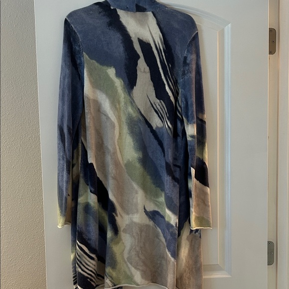 Chico's Blue and Cream Open Front Cardigan - Picture 4 of 4